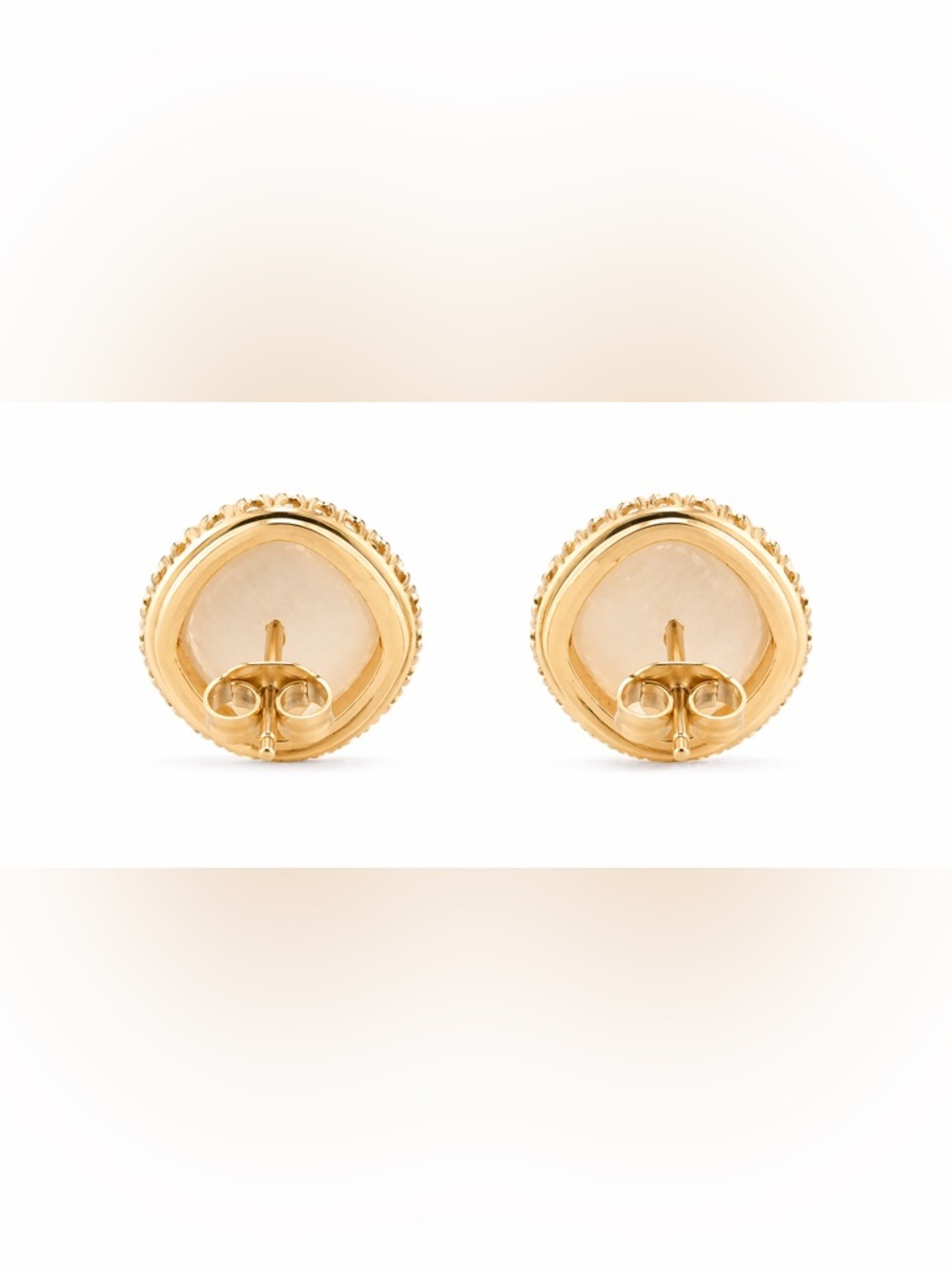 Tuckernuck Gold Tone Champagne Cat’s Eye Cushion Halo Crystal Stud Earrings - Picture 3 of 3
